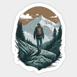 Hiking to the top Sticker